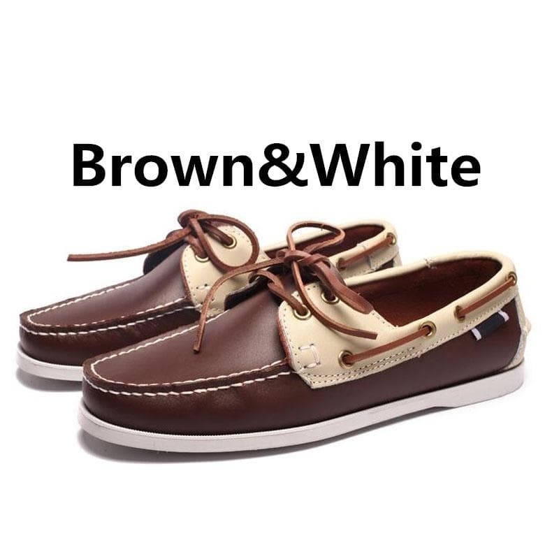 Men's Genuine Leather Driving Boat Shoes,Brand Design Flats Loafers for Men 39 beige