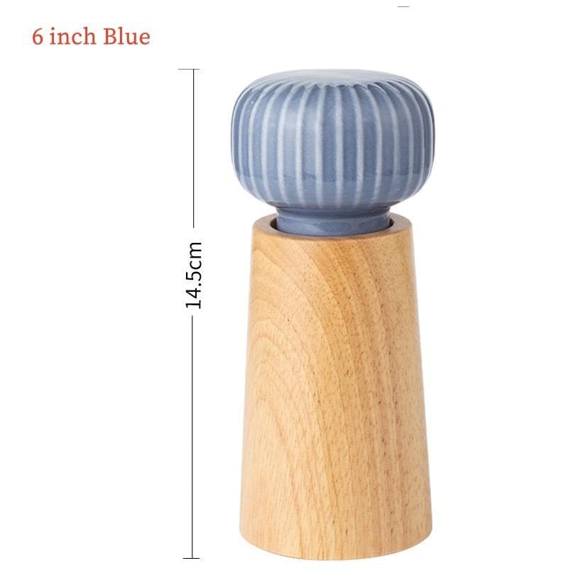 Nordic Style Pepper and Salt Grinder Manual Salt and Pepper Grinder Adjustable Roughness Ceramic Core Salt Grinder 6 inch blue
