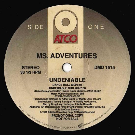 12inch Record MS. ADVENTURES - Undeniable DMD1515,096453 ATCO Records 1990 US Dance & Electronica Used
