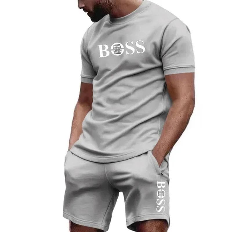 Men's two-piece sportswear, short sleeved T-shirt and pants set, running and fitness sportswear, summer 2025, big discount, 2025 3XL