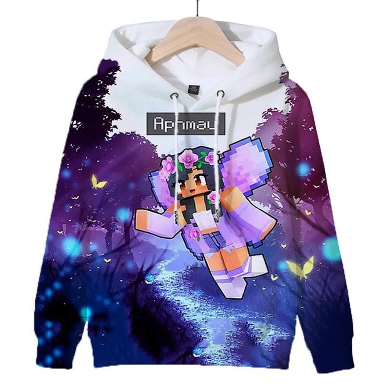 3D Game Aphmau Print Hoodie Kids Hooded Sweatshirts Cartoon Anime Hoodies Spring Fall Children Clothing Harajuku Hooded Pullvers 160CM