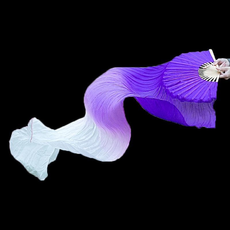 1Pc Dance Props Party 150cm Length Chinese Belly Dancing Fan Long Dancer Practice Imitation Silk Gradient Color Right