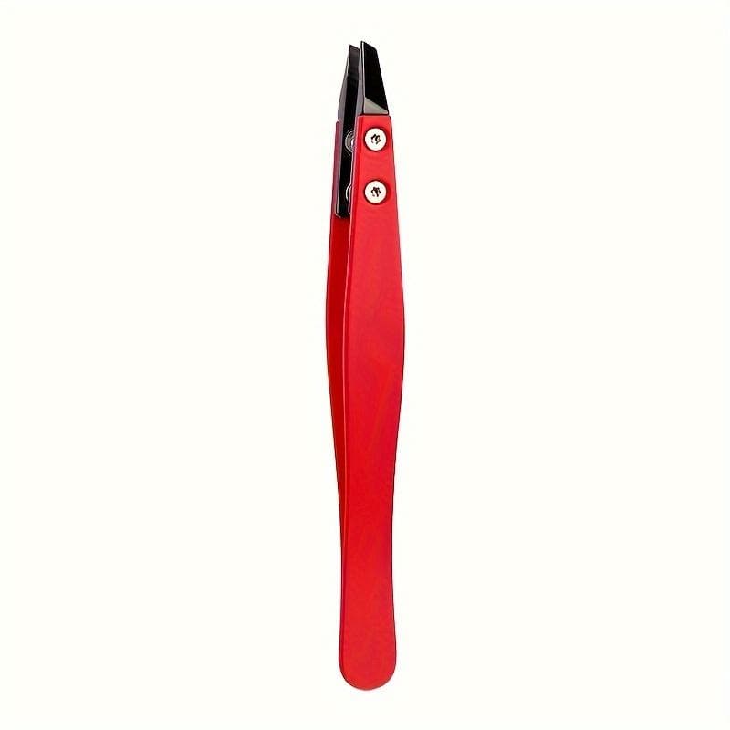 Ceramic Pointed Tweezers Stainless Steel Handle Tweezers With Slanted Tips Edges Eyebrows Beards Hair Eyelash Tweezers red