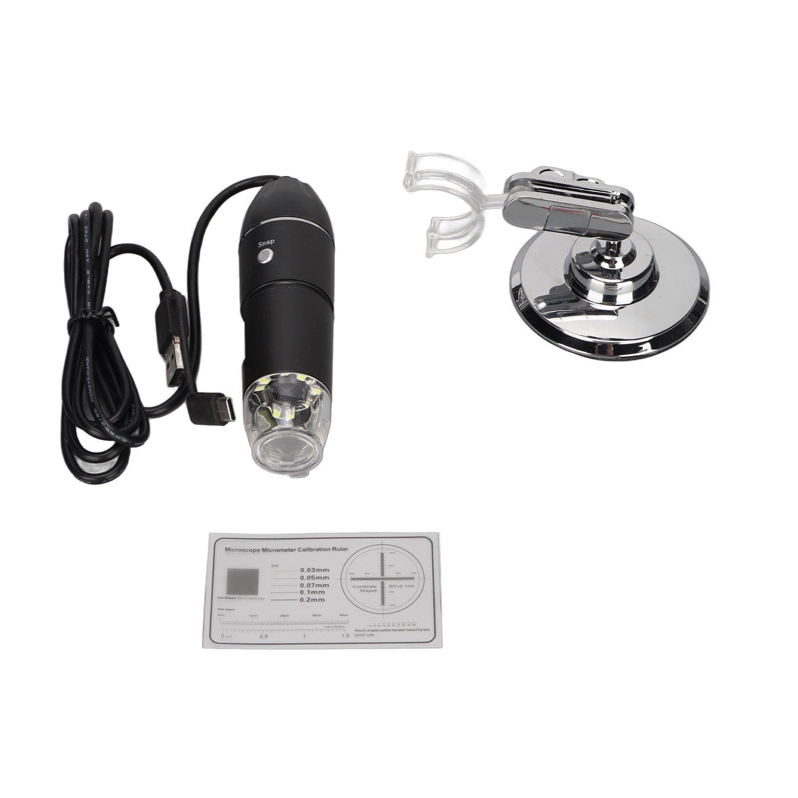 Adjustable 3 in 1 Type C Micro USB 8 LED Digital Microscope 50x‑1600x Magnification for Window