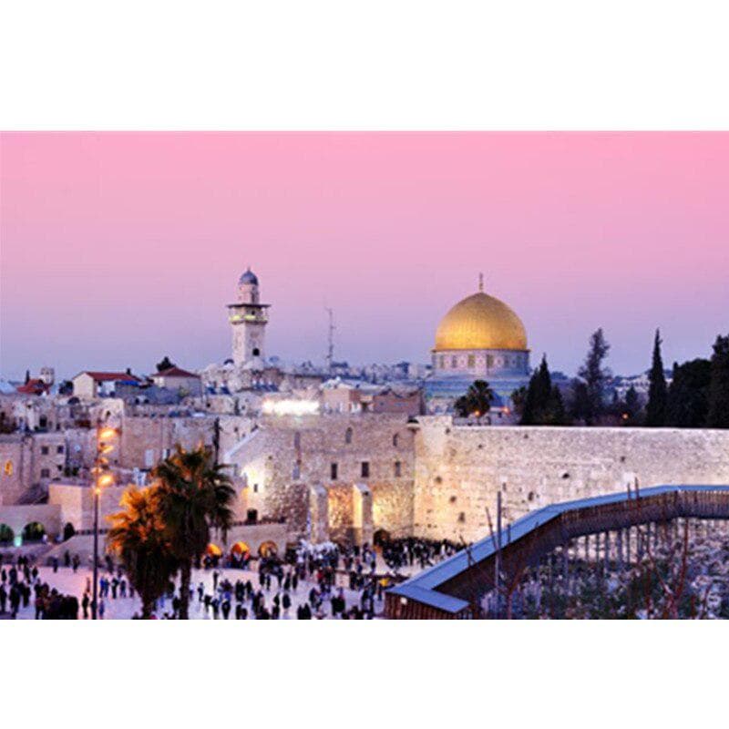 Full Round Drill 5D DIY Diamond Painting Jerusalem City Landscape Embroidery Cross Stitch 20X30CM