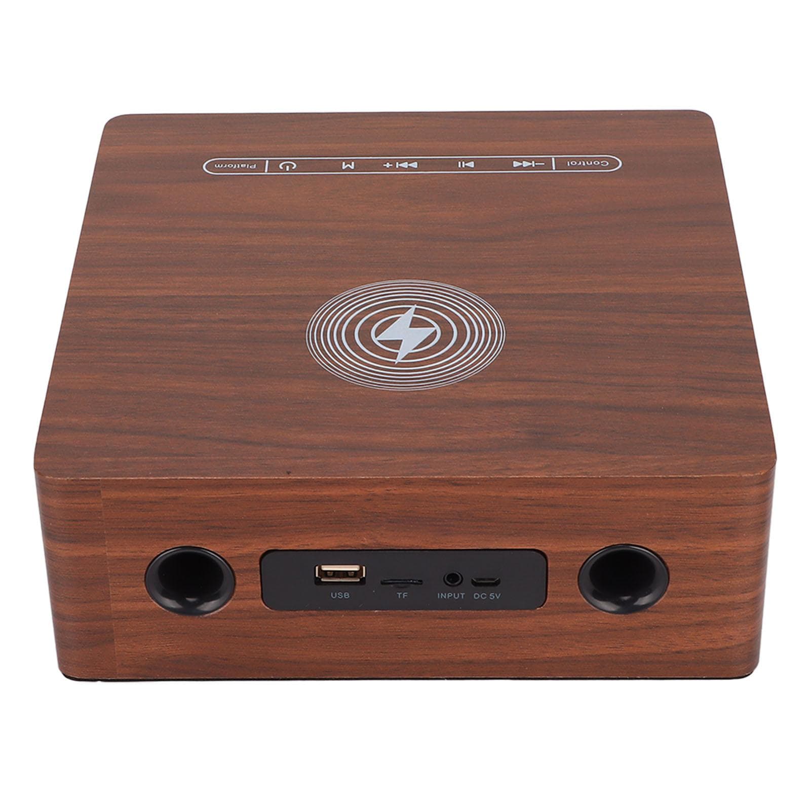 Alarm Clock Bluetooth Speaker Wooden Wireless Bluetooth Speaker for Bedroom Bedside OfficeYellow