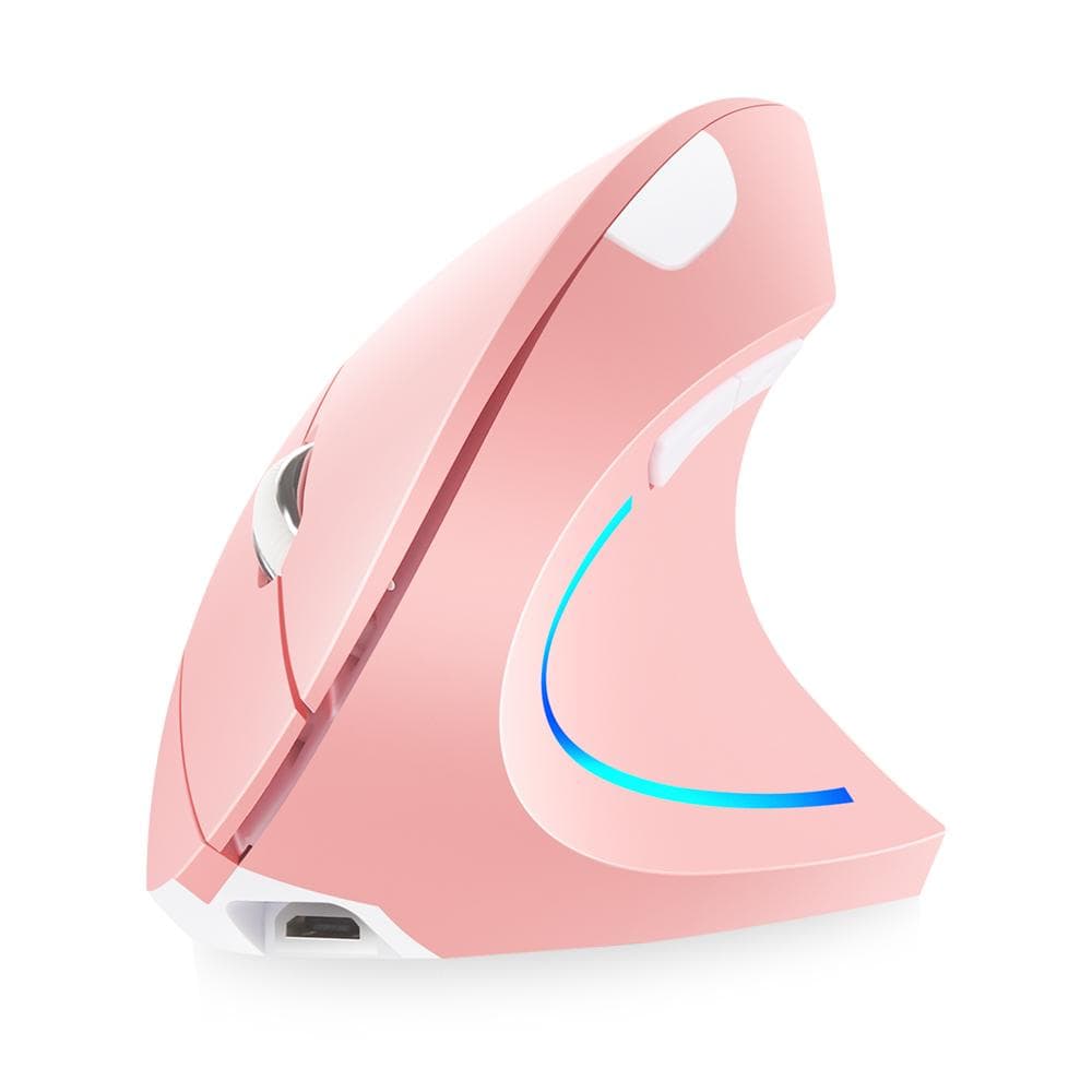2.4G Wireless Vertical Mouse Rechargeable Upright Ergonomic Mouse 3 Adjustable DPI Levels RGB pink