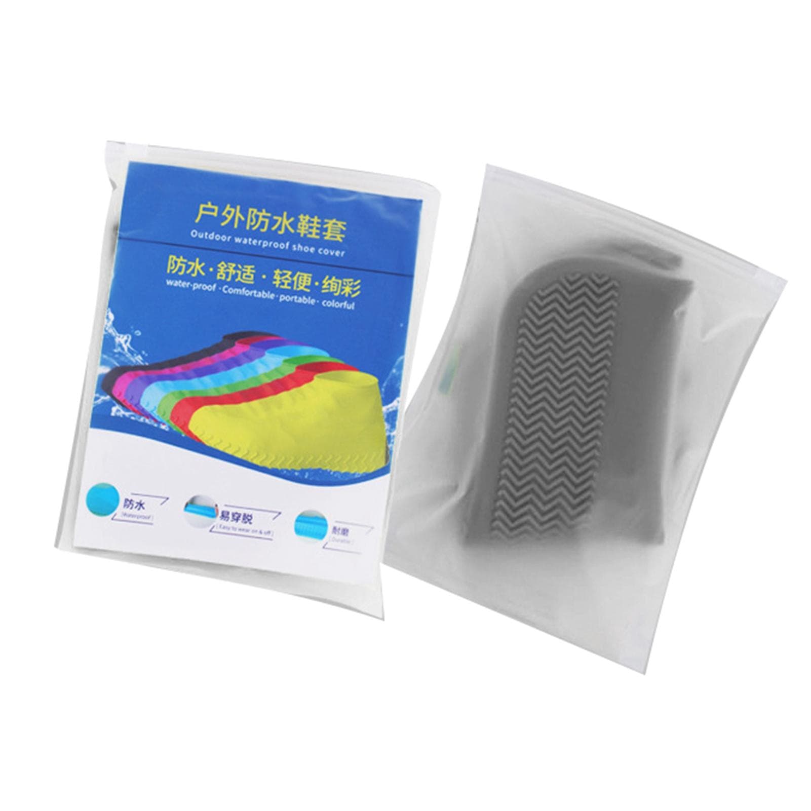 1 Pair Waterproof Silicone Shoe Cover Resuable Outdoor Rainproof Rain Shoe Covers for Men Women L gray