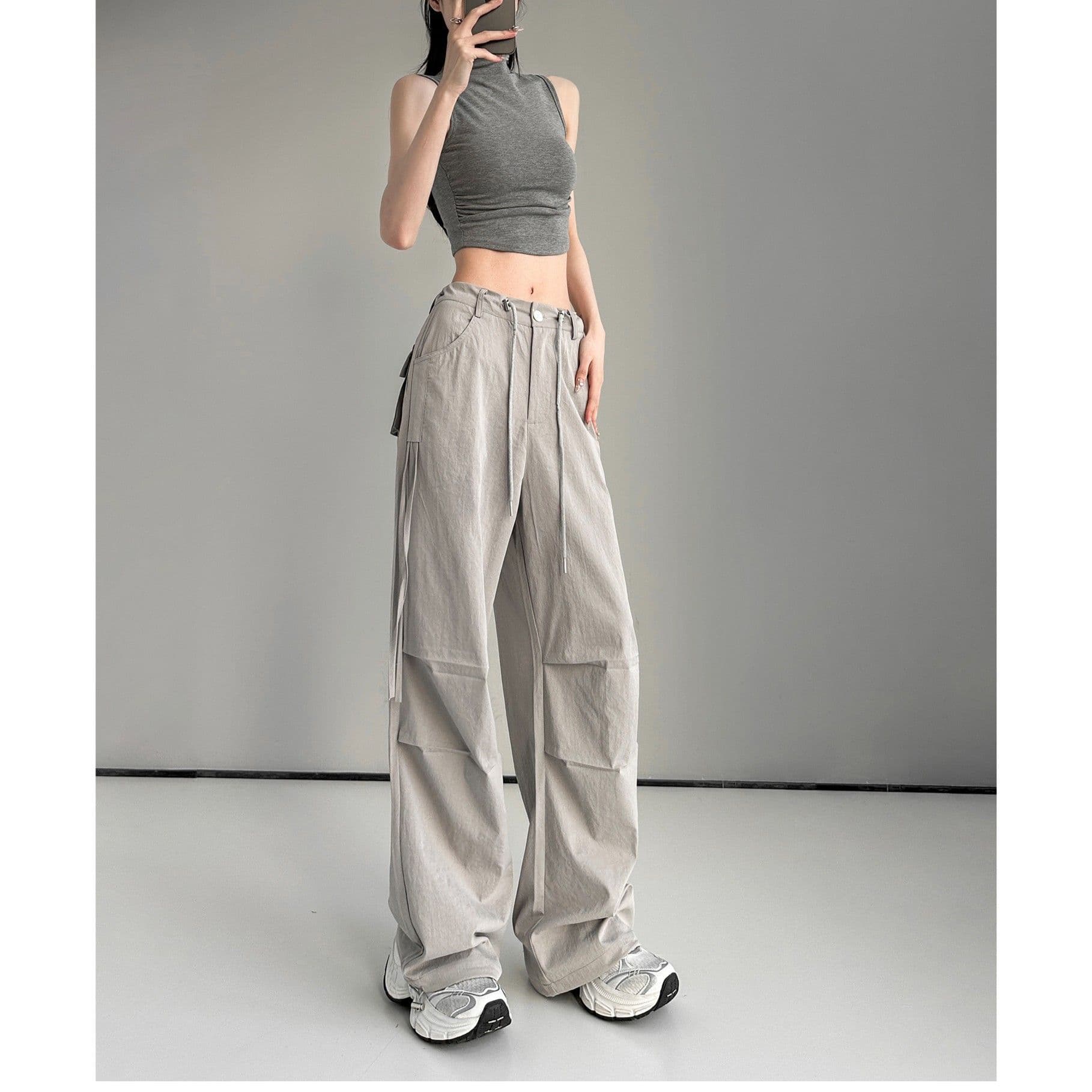 Casual Work Pants for Women In Summer Thin Quick-drying Pants Loose and Slim and Versatile High Street Wide-leg Pants for Women XL