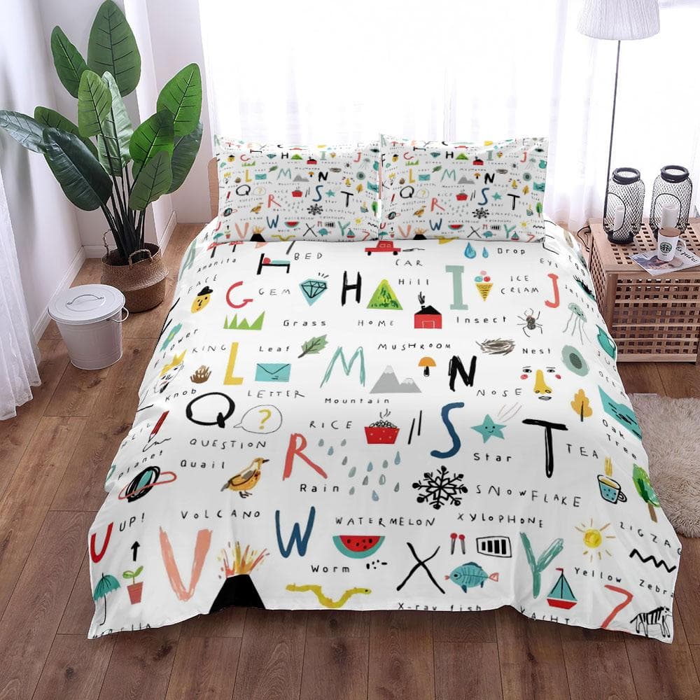 Zoo ABC Duvet Cover Set King Queen Full Twin Double Single Size Bed Linen Set EU single(135x200cm)