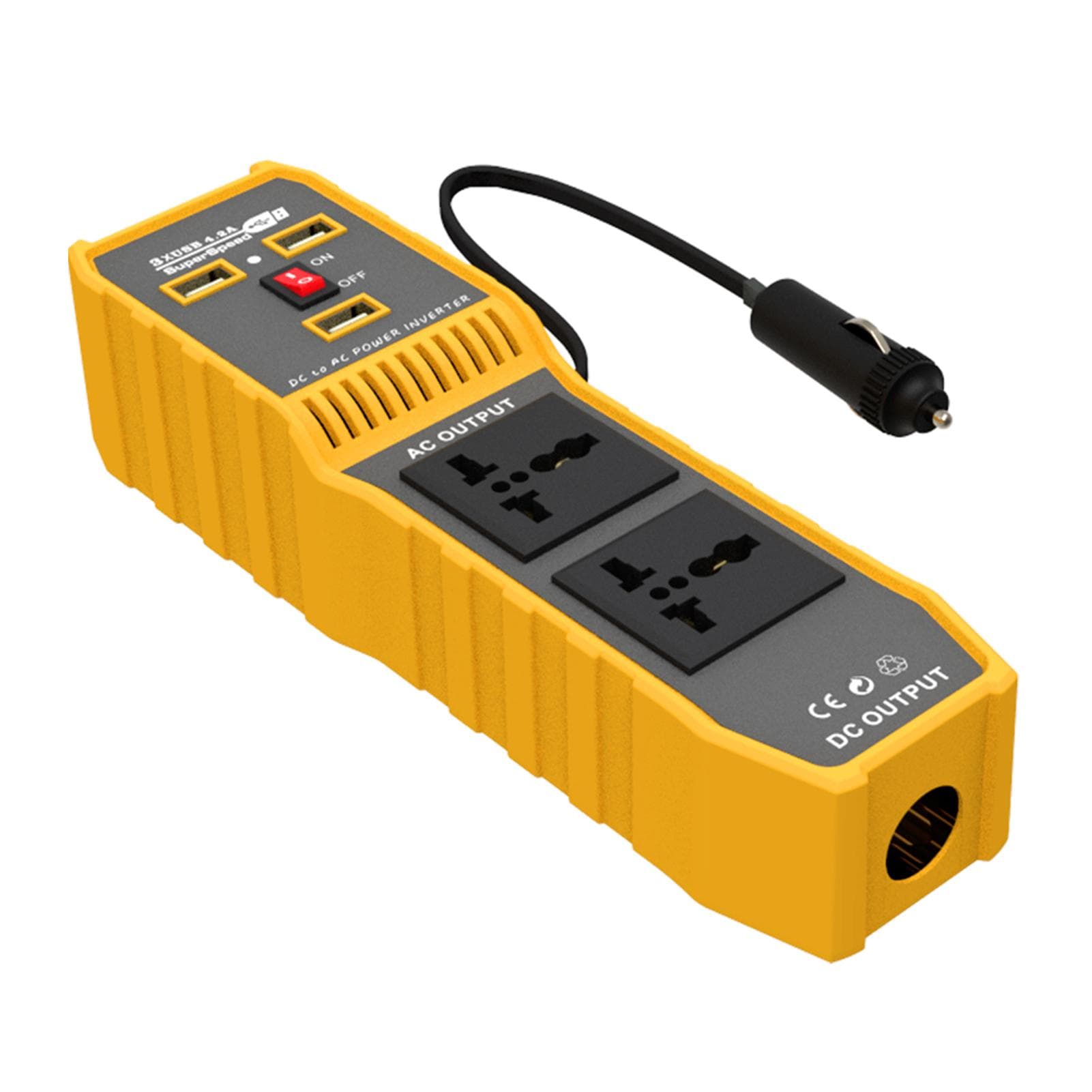 Car Power Inverter High Frequency Modified Sine Wave Inverter to AC 110V Converter with 3 USB Port Yellow 110V yellow