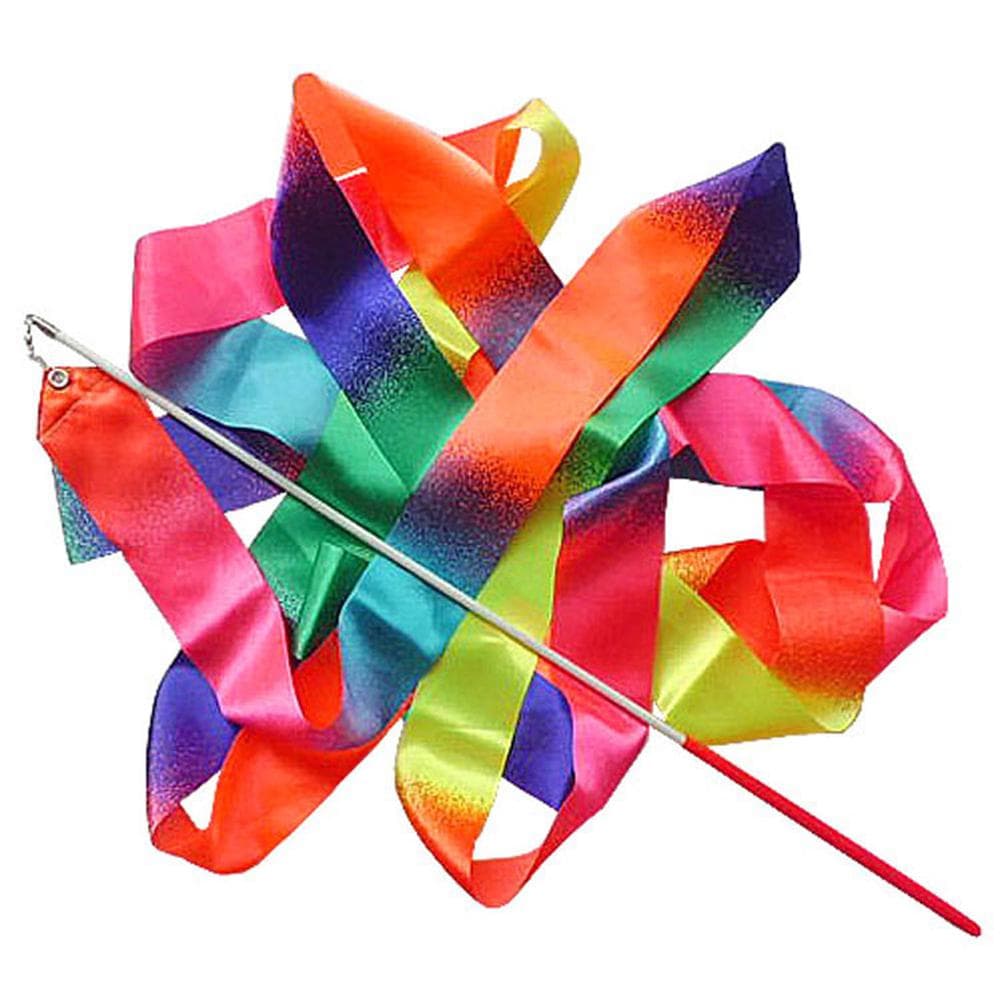 4m Kids Dancing Gymnastics Silk Band Wands Gradient Color Rhythmic Artistic Ballet Twirling Silk