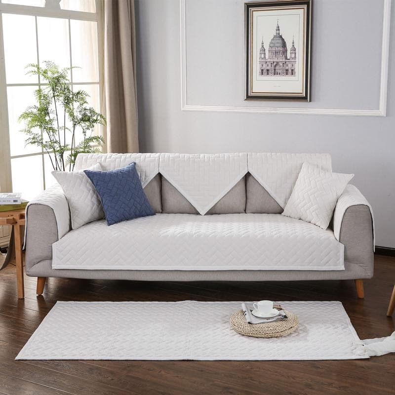 Washed Cotton Sofa Cover Solid Color Plaid Sofa Mat Universal for All Seasons Couch Slipcovers for Living Room Protector Covers 70x70cm 1pcs