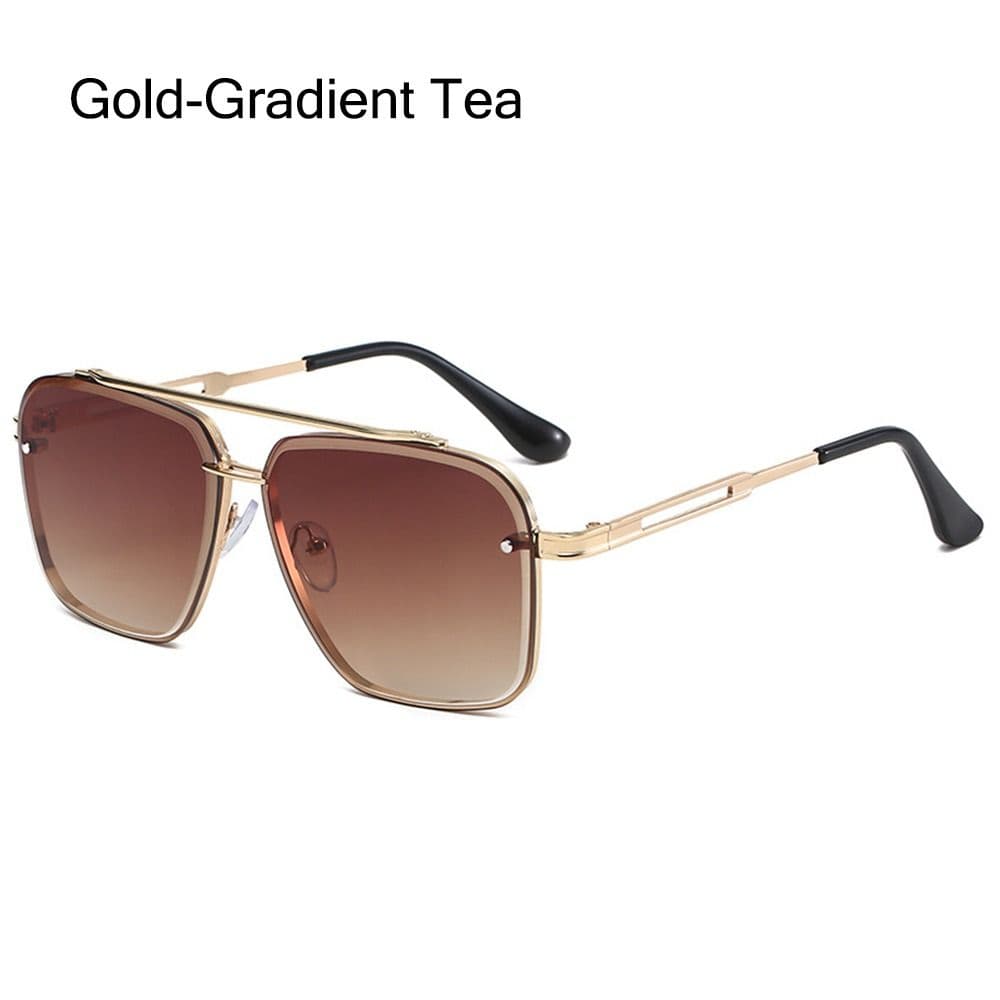 Vintage Big Metal Frame Gradient Sunglasses UV400 Protection Classic Driving Travel Shades for Women Men