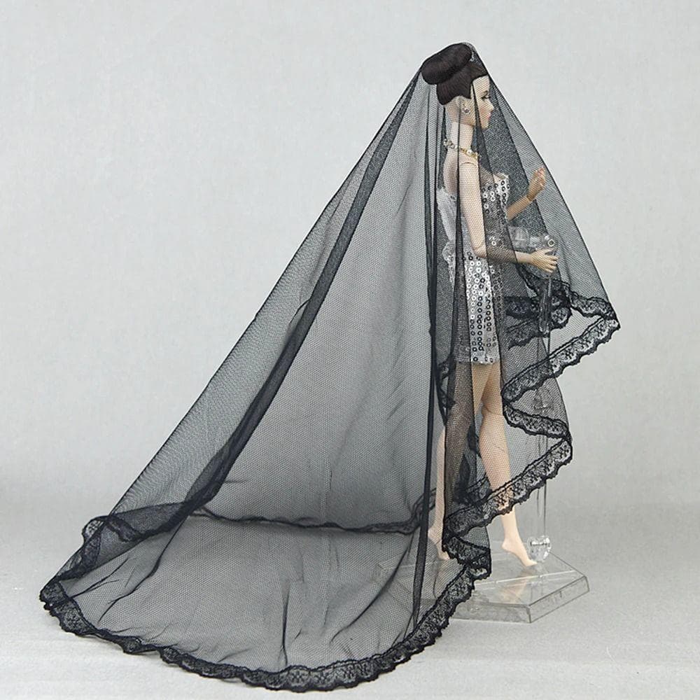 Headwear Doll Veil Headdress Doll Wedding Veil Fashion Doll Lace Veil DIY Toys black
