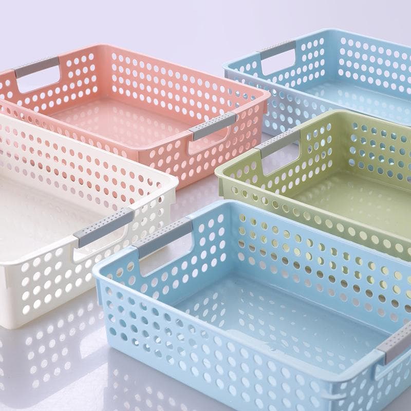 Foldable Plastic Box Cosmetic and Cosmetic Storage Basket Table Stand Home Use Clothes and Food Storage Basket Storage Box MIT blue