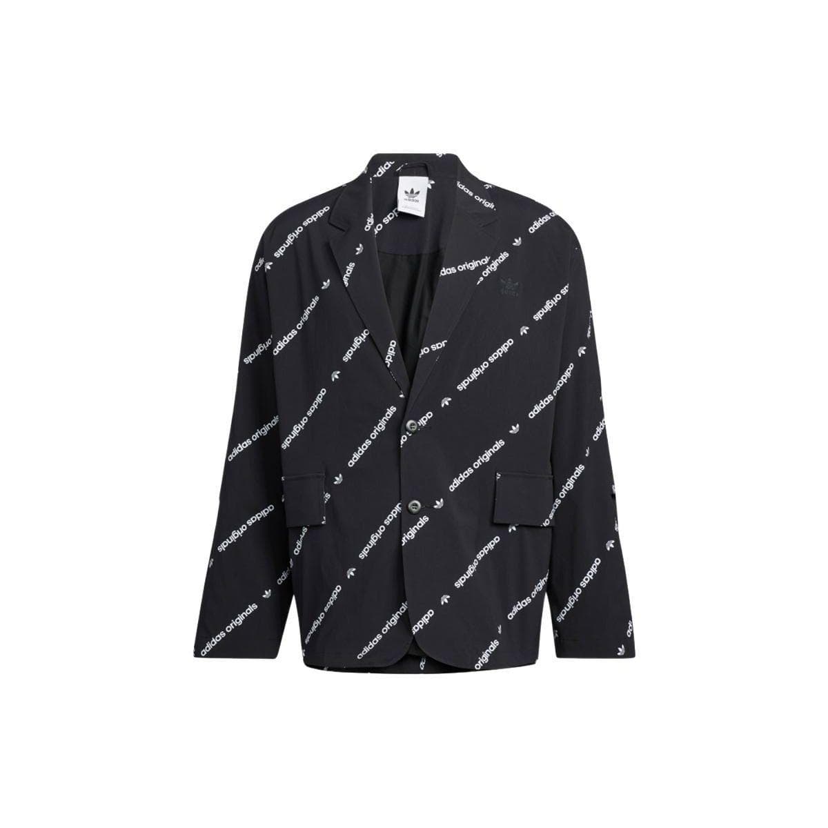 Adidas Originals Trefoil All-Over Logo Print Single-Breasted Blazer Unisex Outerwear Black HU1241 M