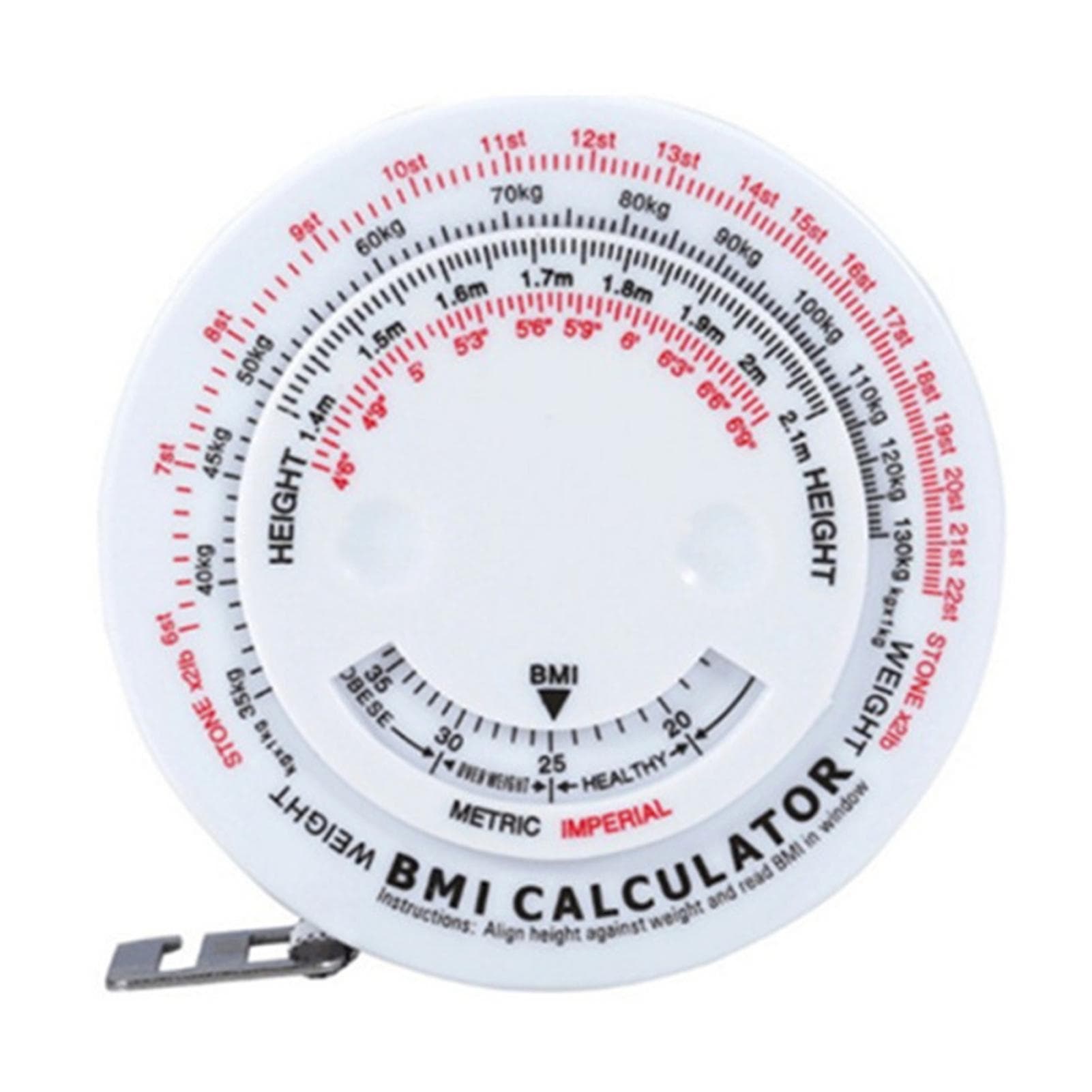 Round BMI Measuring Tape Automatic Retractable Waistline Tape Calculator Portable Health Tape