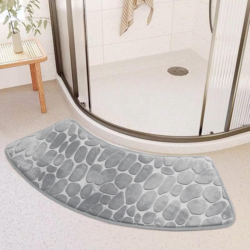 Luxury Curved Bath Rug,Non Slip Soft Absorbent Fanned Shower Mats Washable Bathroom Rug Corner Bath Tub Floor Carpet for Shower 430MMx980MM