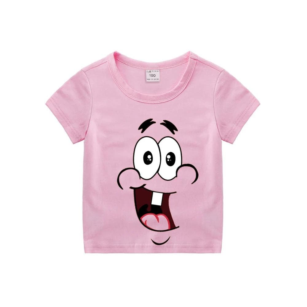 SpongeBobs SquarePants Children Clothing Anime Summer Short Sleeve Cute Patrick Star Clothes Cotton T-shirt Cartoon Kids Tops 100