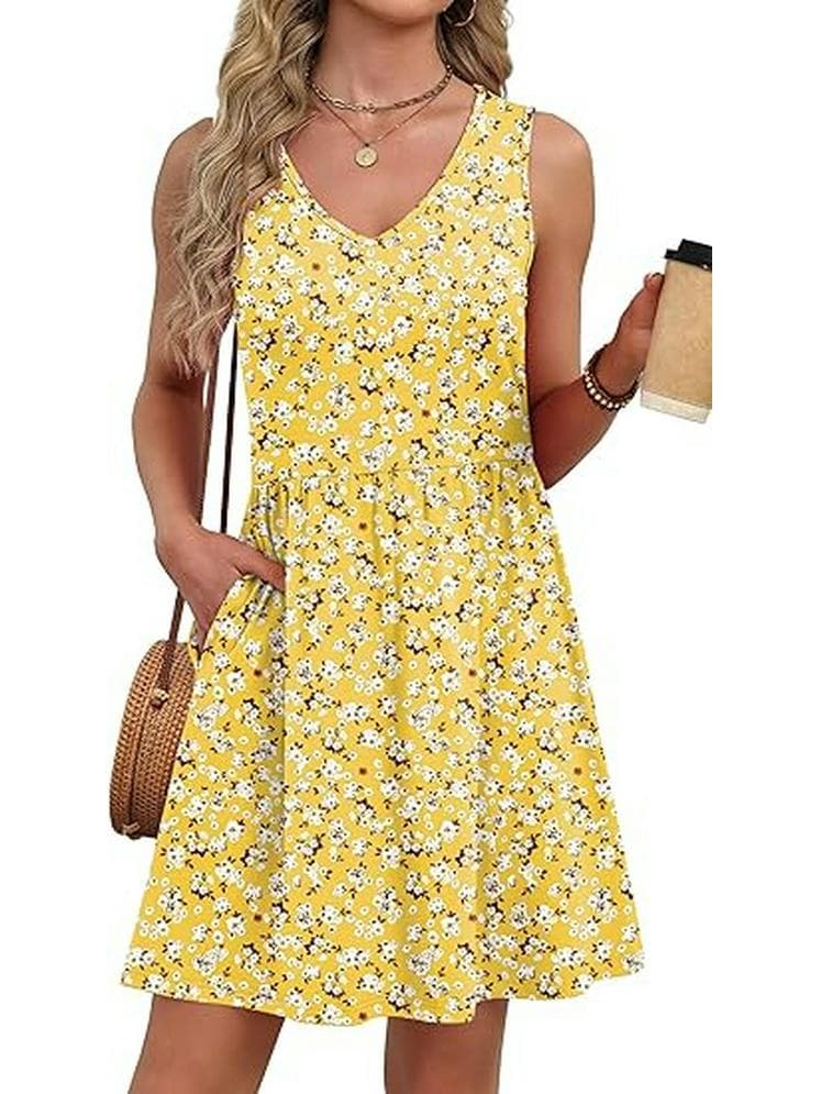 2026 European Summer Floral Spaghetti Strap Pocket Dress for Women XX-Large