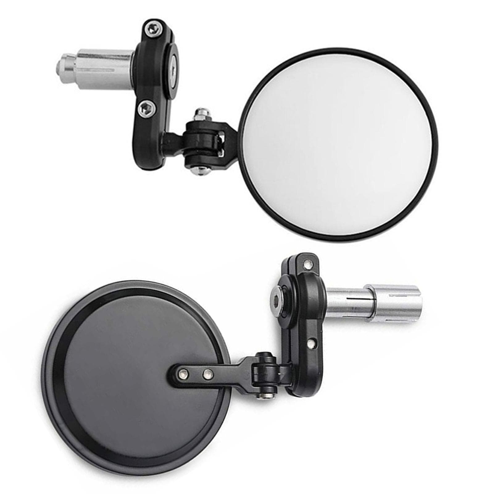 Universal Motorcycle Mirrors 3 Inch Round Folding Bar End Side Mirror Rearview Mirror For 22MM black