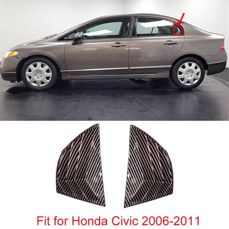 Carbon Fiber Look Car Side Window Louver Shutter Cover For HONDA Civic 2006-2011