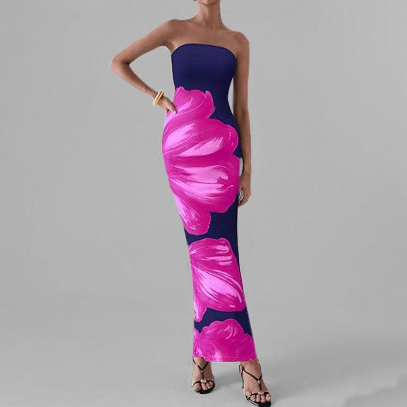 Spring Monsoon Women's New Strapless Printed Long Dress 3XL