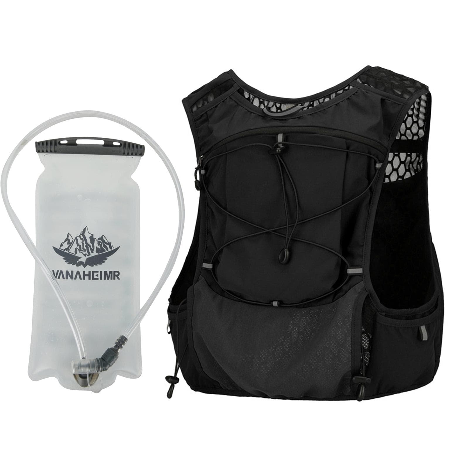Hydration Vest Pack Breathable Hydration Backpack Large Capacity Running Backpack with 2L Water Backpack and Water Bladder black