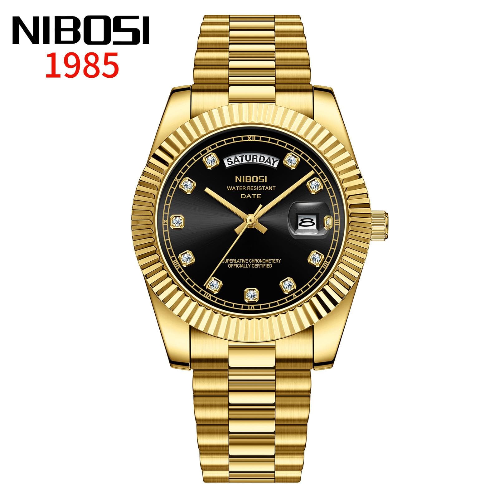 Mens Watches Analog Quartz Watch with Date Waterproof Stainless Steel Men's Wrist Watches Classic Watches gold/black