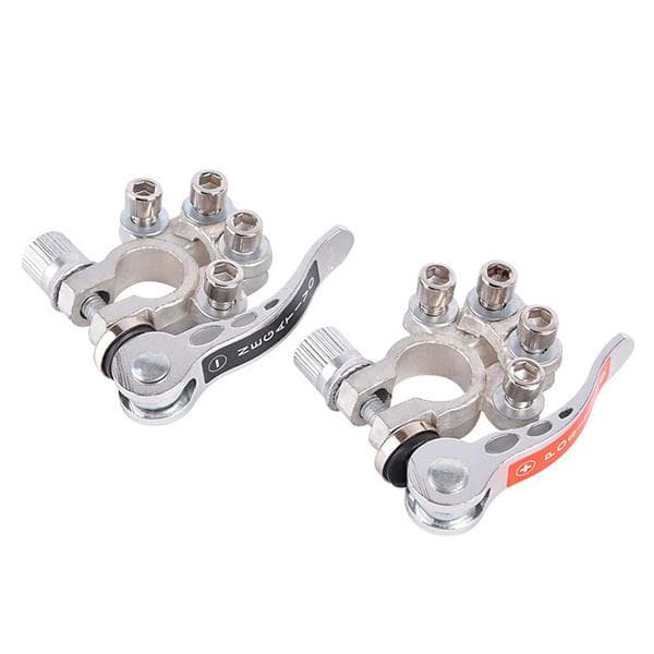 2x Battery Terminal Connector Clamp Quick Release/Adjust Disconnect for 12v 6v 24v Boat Race Car UTV Tractor Truck 2PCS silver