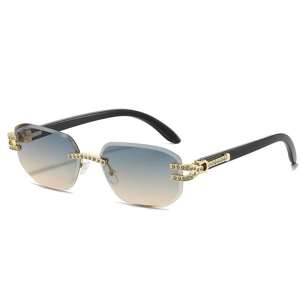 New Luxury Frameless Gradient Square Sunglasses Women Men UV400 Diamond Frame Design Casual Brand Personality as picture