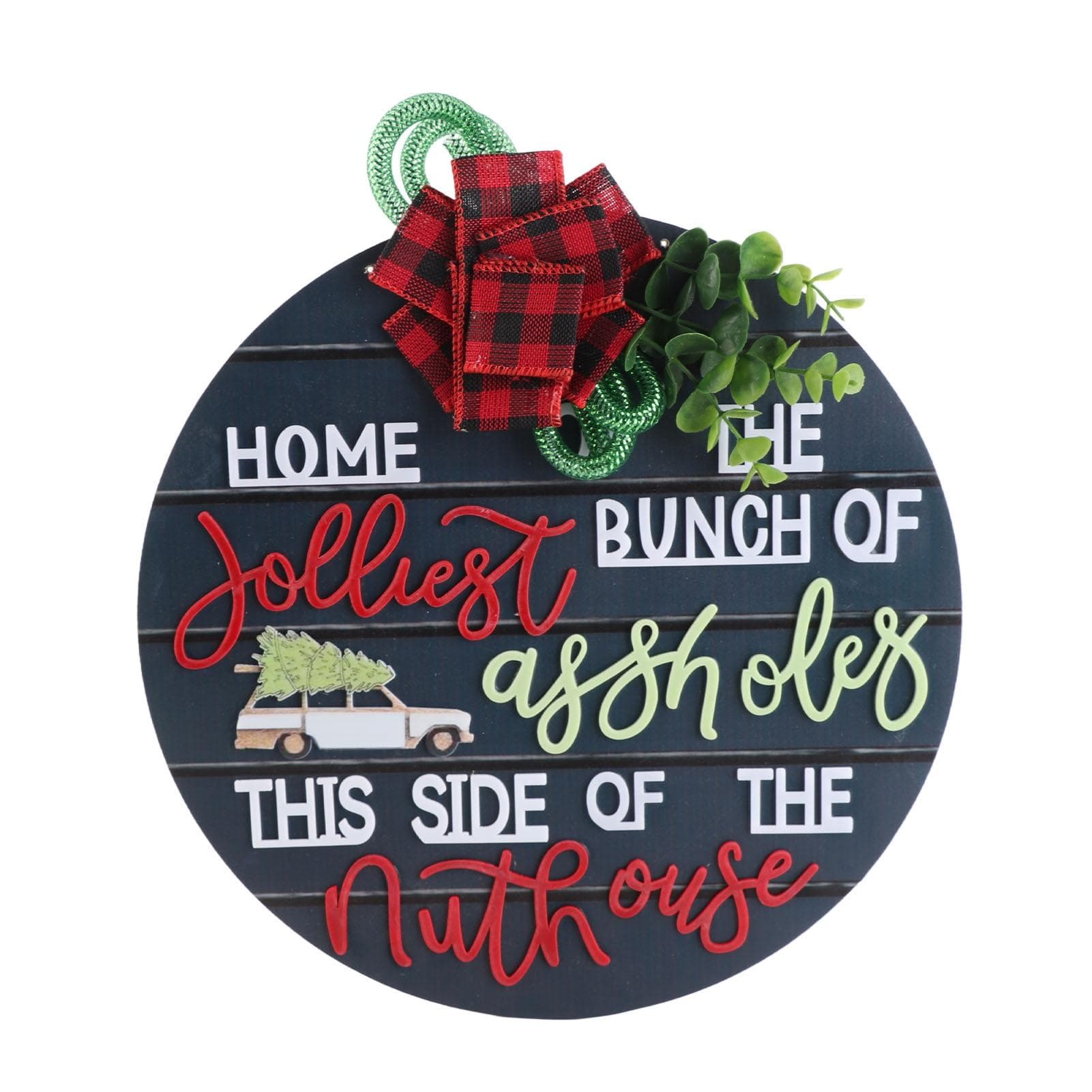 30CM Xmas Front Door Sign Decorations Courtyard Party Xmas Wreath Hanging Sign Party Supplies