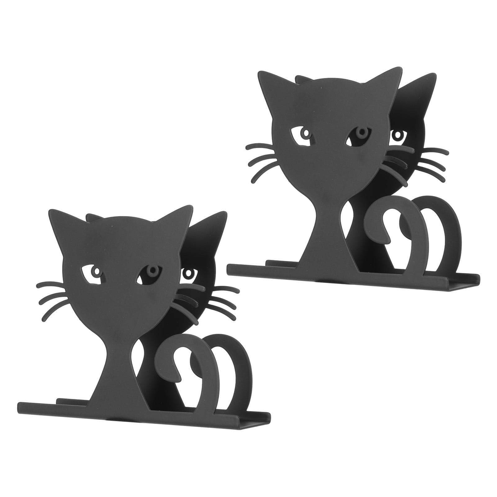 2pcs Metal Napkin Holder Innovative Hollow Out Cat Shape Paper Napkin Holder for Kitchen Hotel