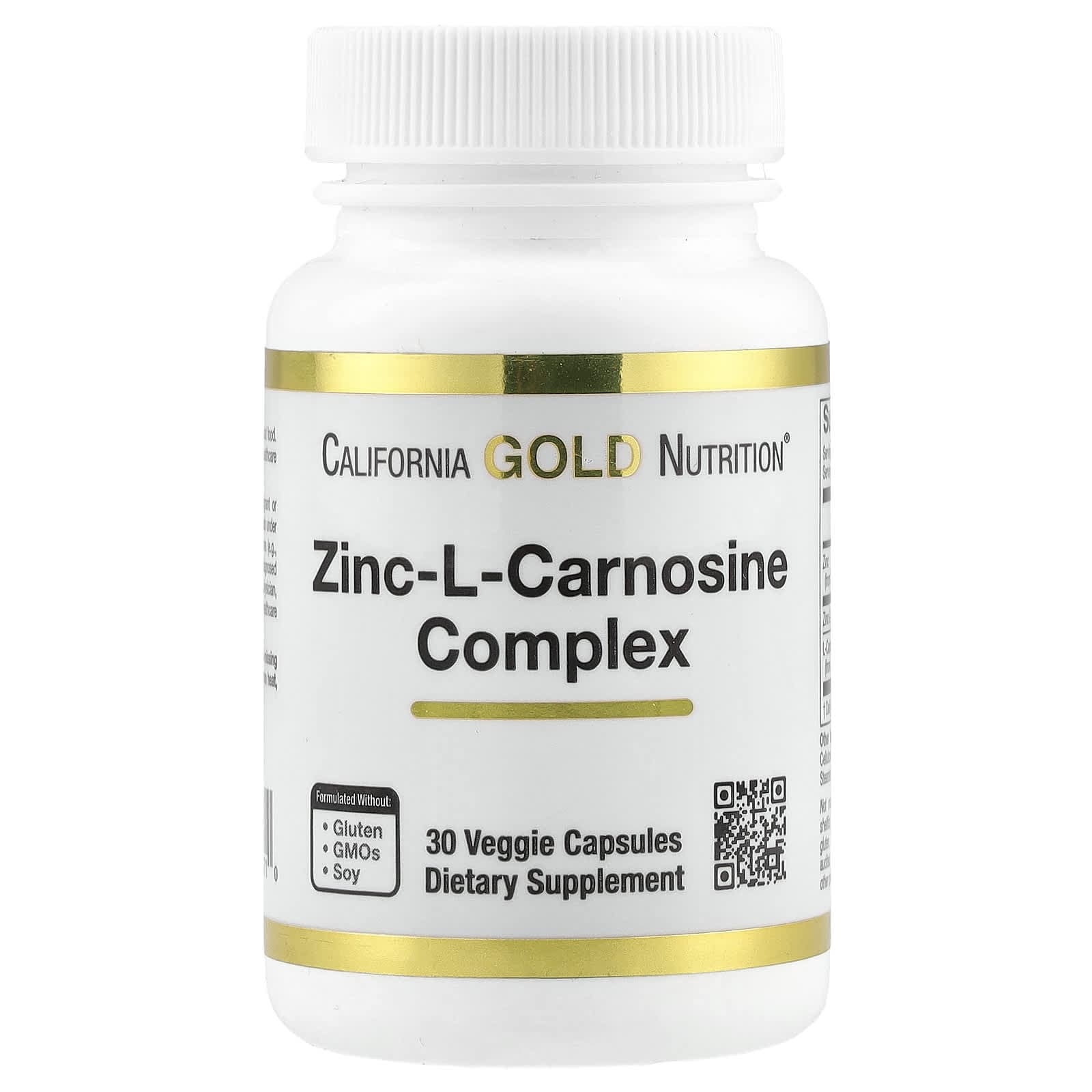 California Gold Nutrition, Zinc-l-Carnosine Complex, 30 Veggie Capsules