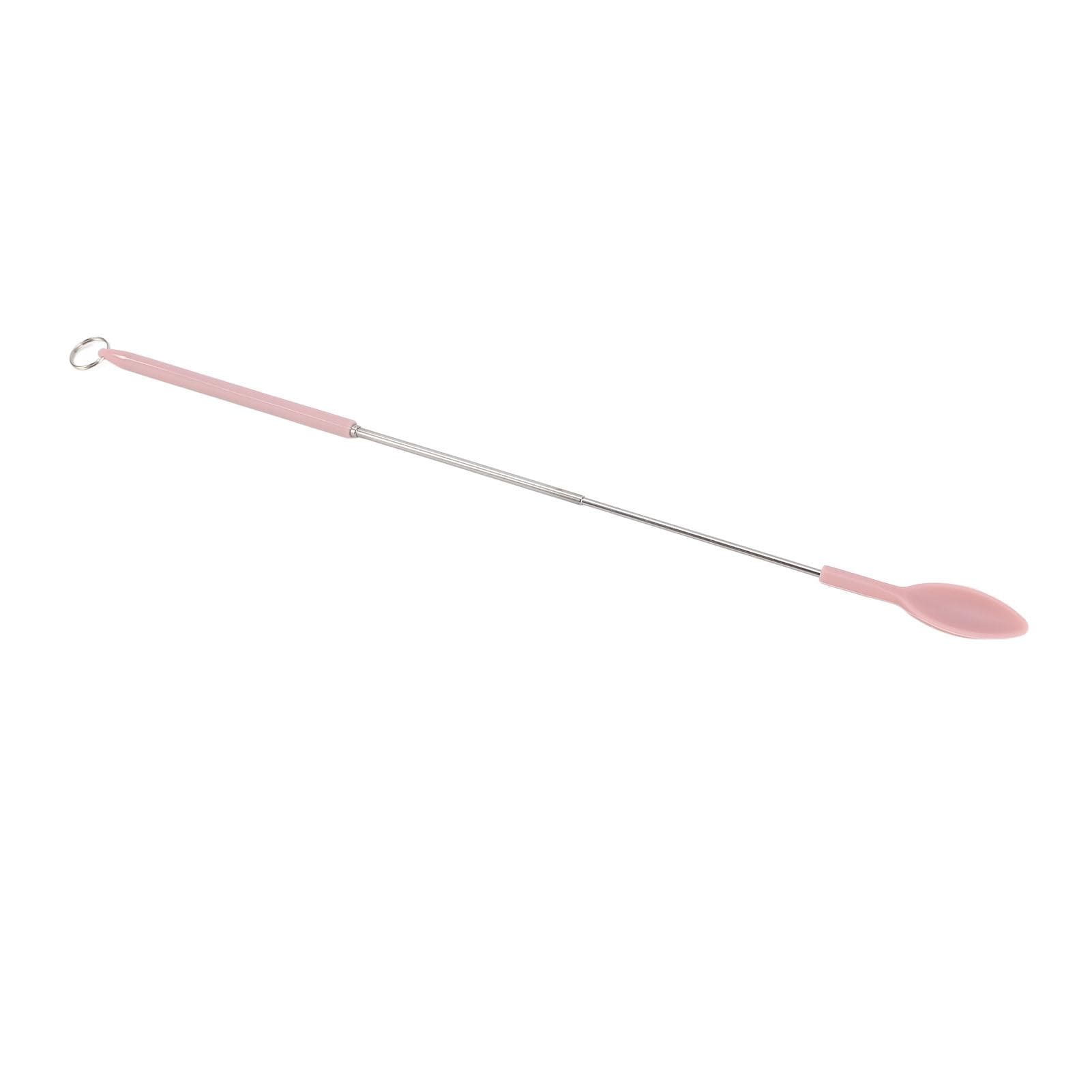 Pink Retractable Silicone Spatula Mini Telescopic Spatula Spoon Reusable Easy to Clean with Hanging