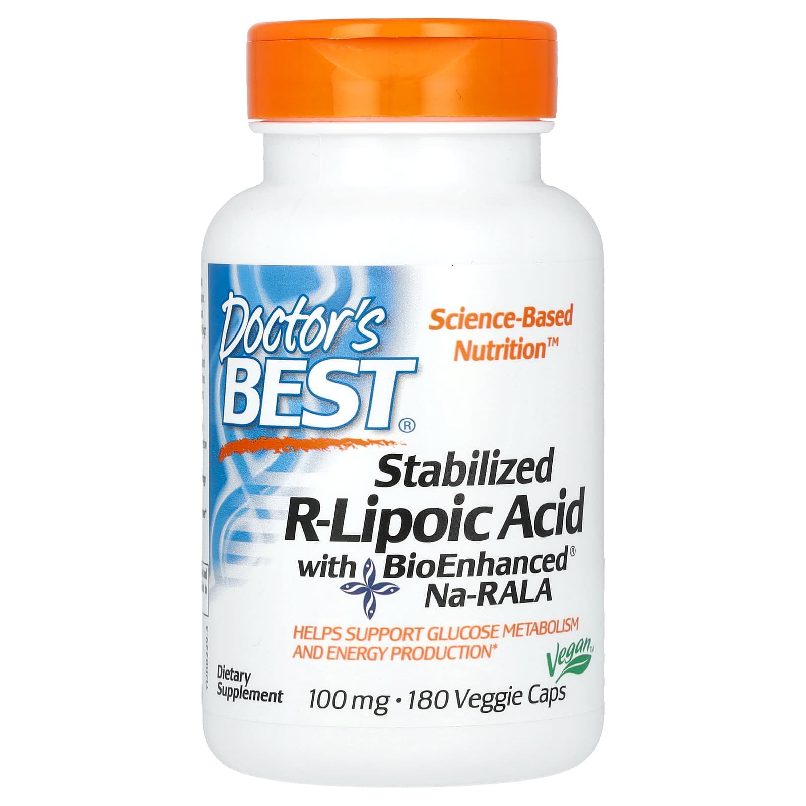 Doctor's Best, Stabilized R-Lipoic Acid with BioEnhanced Na-RALA, 100 mg, 180 Veggie Capsules