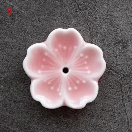 Cherry Blossom Incense Burner Home Ceramic Decor Stick Holder Aromatherapy Censer Office Teahouse Ornament