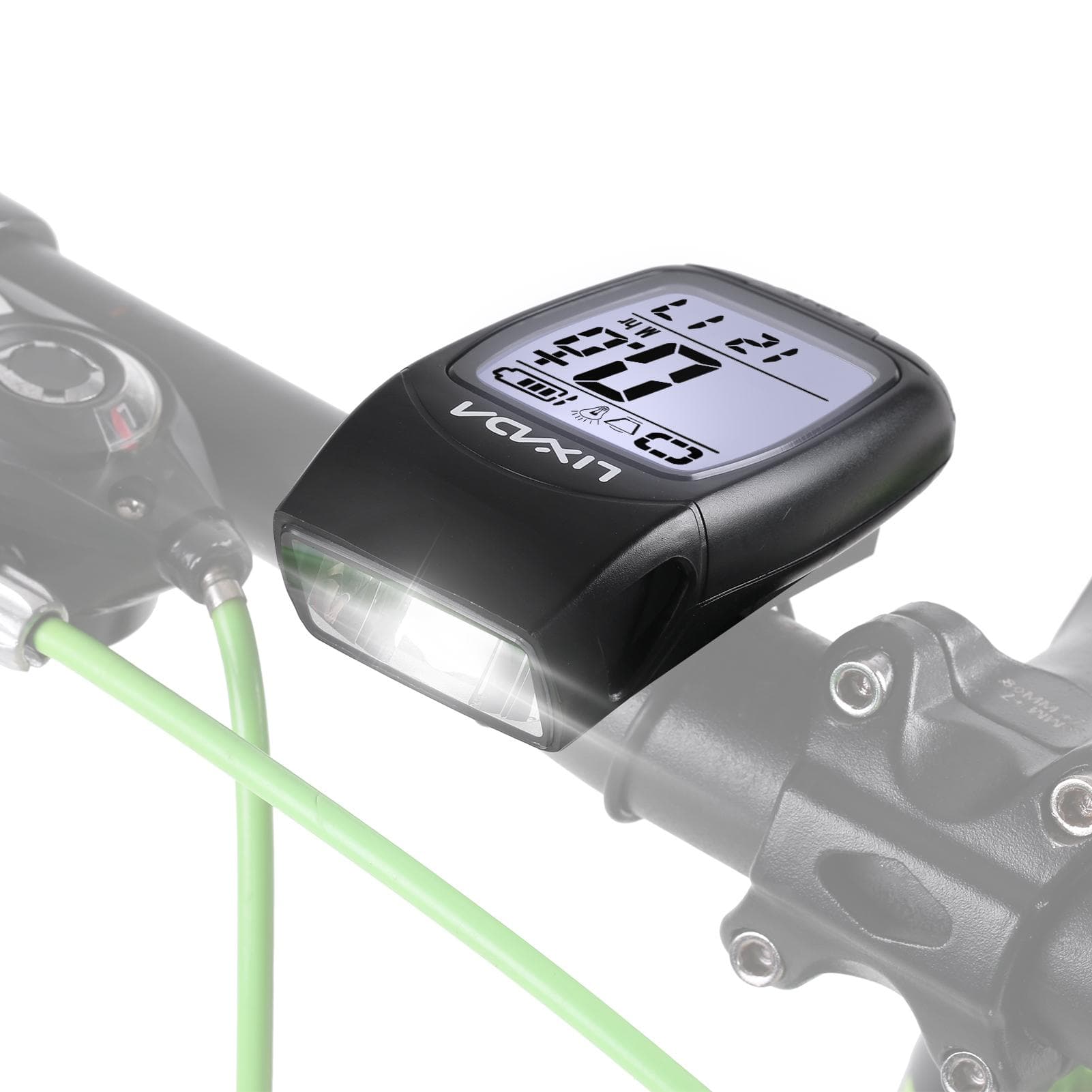 3 in 1 Bike Computer USB Rechargeable Wireless Cycling Computer Bicycle Speedometer with LED Front white