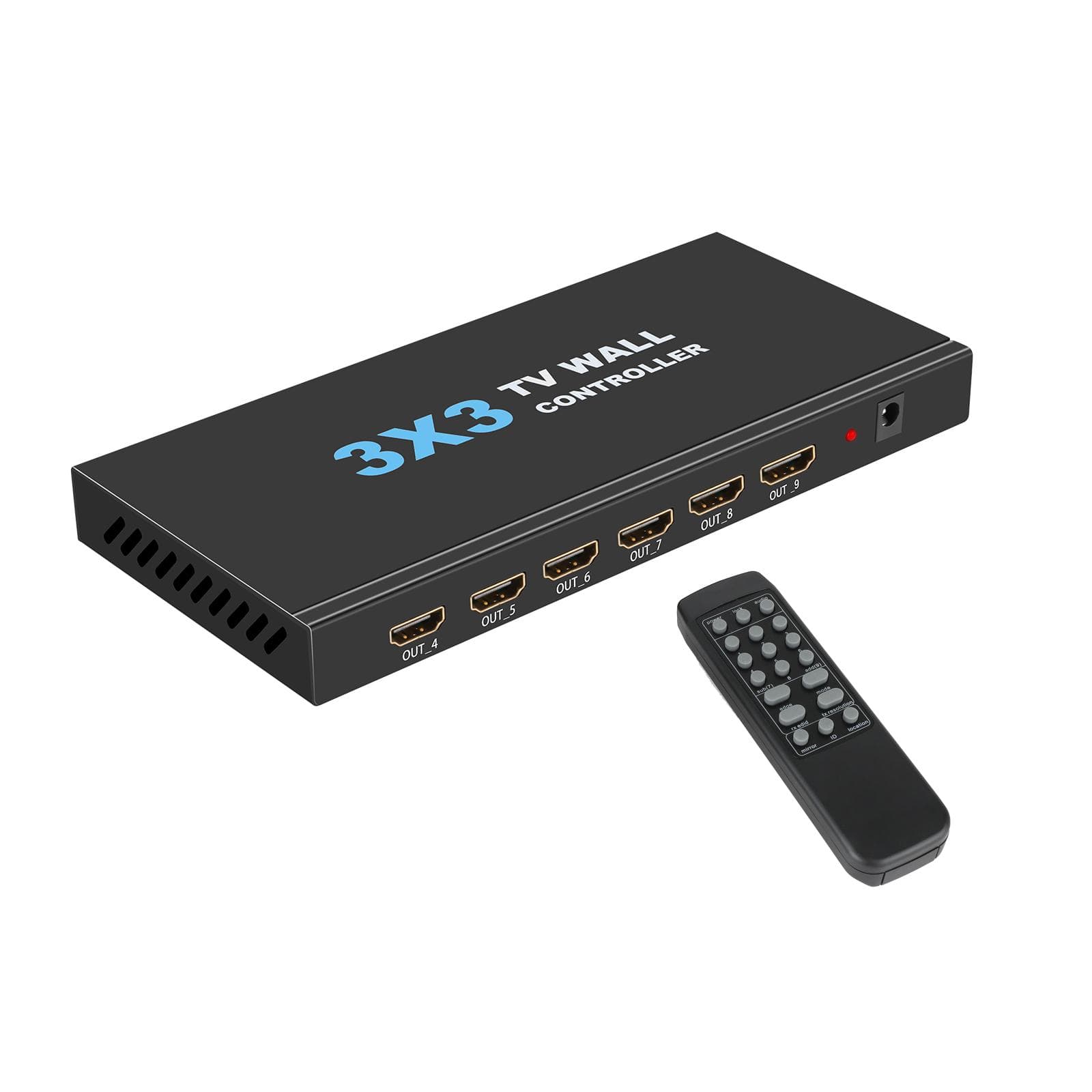 3X3 Video Wall Controller TV Wall Processor For HDMI Input Support 3840x2160@30HZ Input and Output UK Plug black