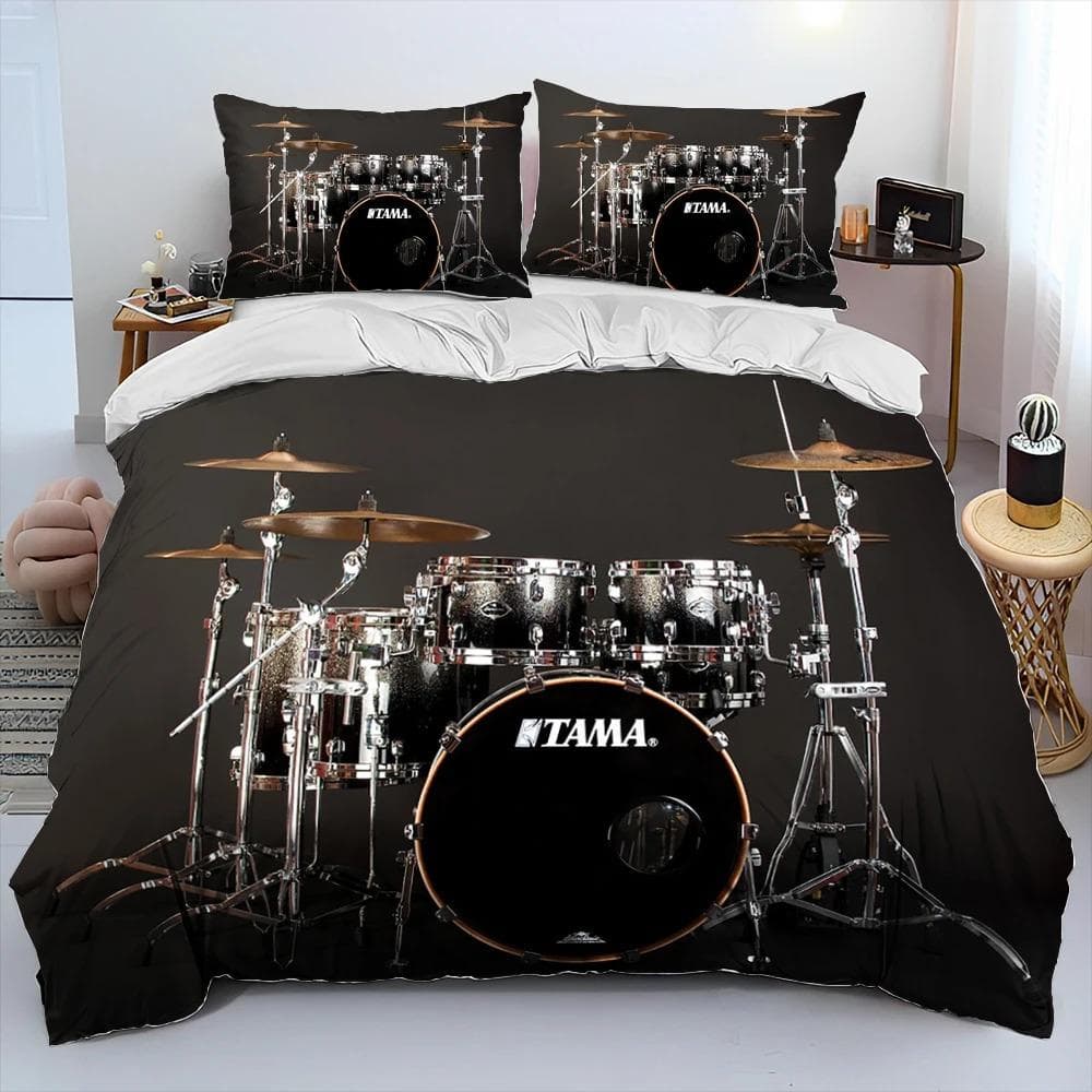 3D Drum Kit Music Instruments Comforter Bedding Set,Duvet Cover Bed Set Quilt Cover Pillowcase,King Queen Size Bedding Set Adult AU King 240x210cm