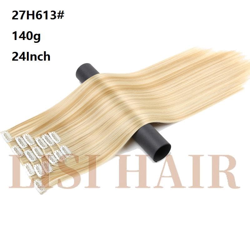 Hair Extension Synthetic Straight Hair Clips For Women Pure Color 150g High Temperature Fiber