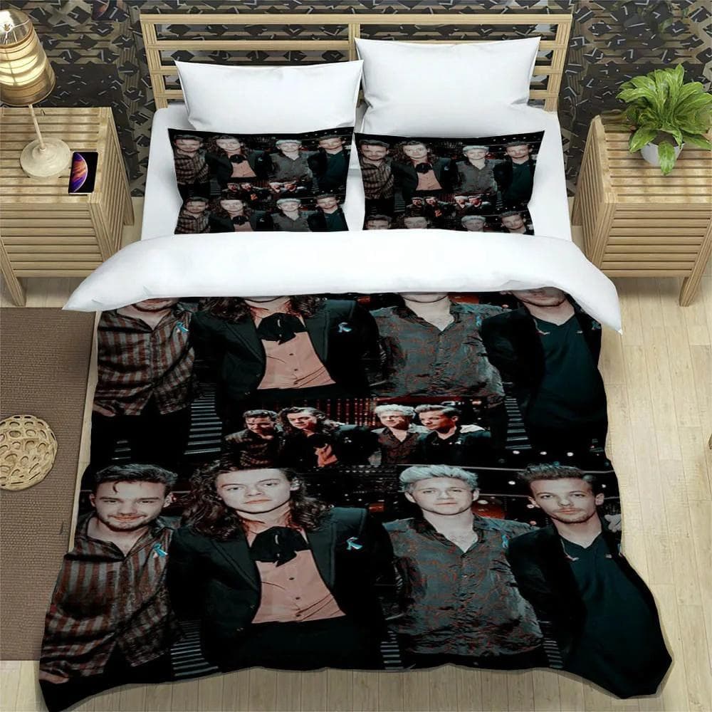 O-ONE Music Band Direction Bedding Set Single Twin Full Queen King Size Bed Set Adult Kid Bedroom Duvet cover Set Home Textile AU King(245x210cm)