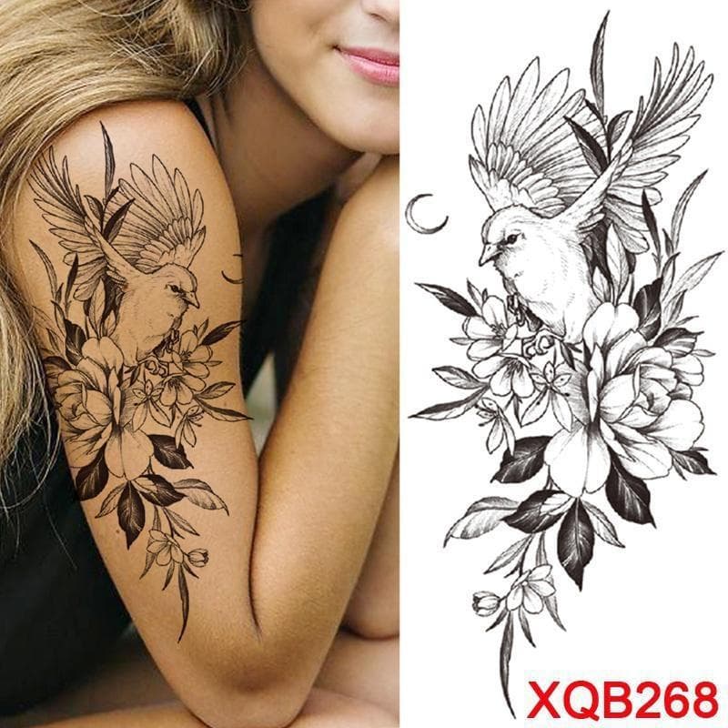 1pcs Tattoo Sticker Waterproof Temporary Tattoo Ladies Peony Daisy Deer Moon Flower Tattoo Black Skull Tattoo Body Art Leg Full Body Tattoo Sticker XQB268