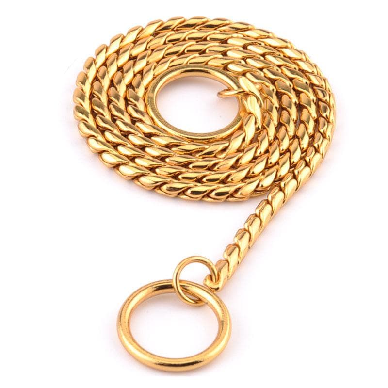 Gold Black Silver Dog Chain Collar Choke Pet Training Snake Collar with Heavy Links Plated Copper Pet Show Slip Collar for Dogs 14IN(35CM) gold