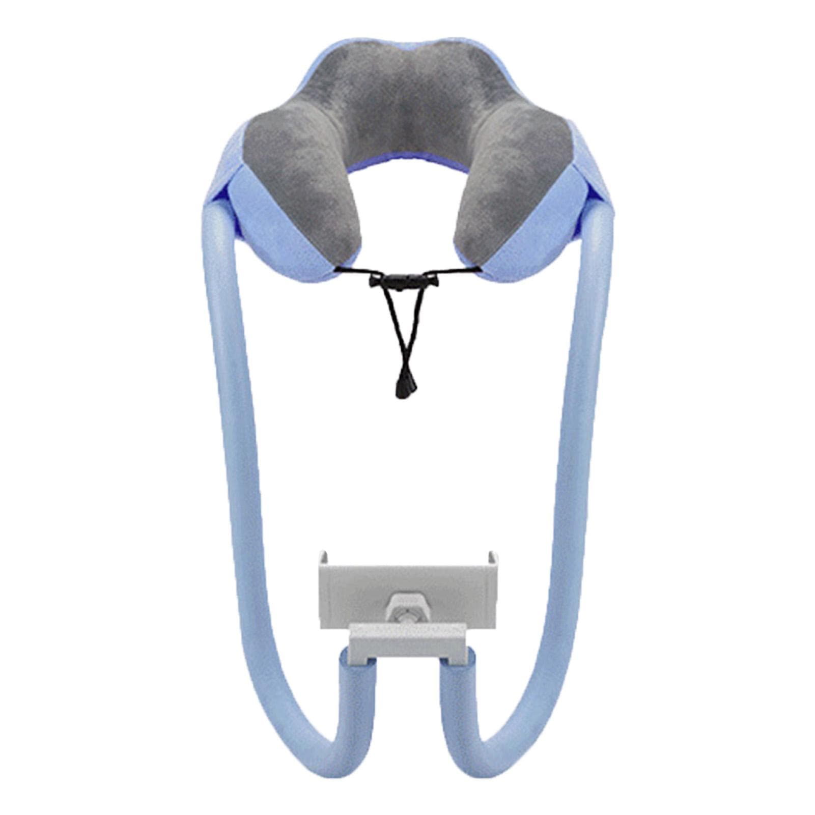 Neck Pillow Phone Holder U Shaped Pillow with Lazy Phone Bracket for Travel Office Light Blue Free