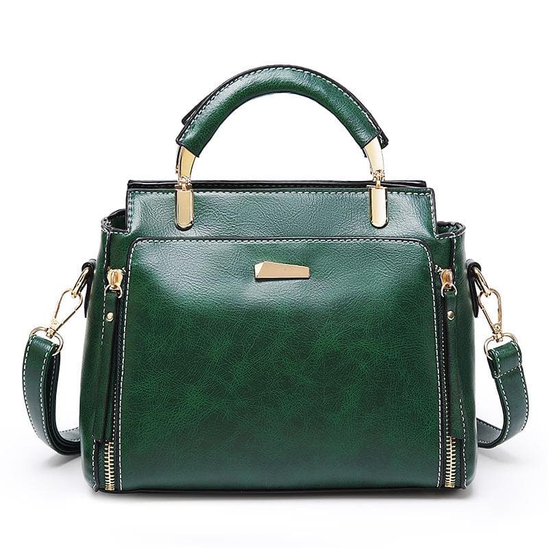 Simple and Versatile Spring Crossbody Tote Bag for Women, A Stylish Oil Wax Leather Handbag To Carry green