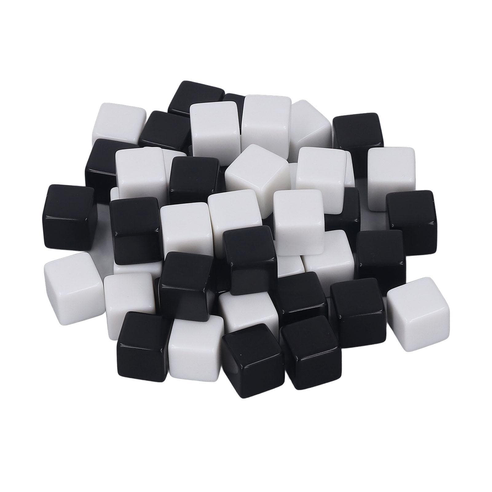 50Pcs Square Smooth Dice Small Write On Wipe Off Dice for Board Games Digital Teaching Half Black