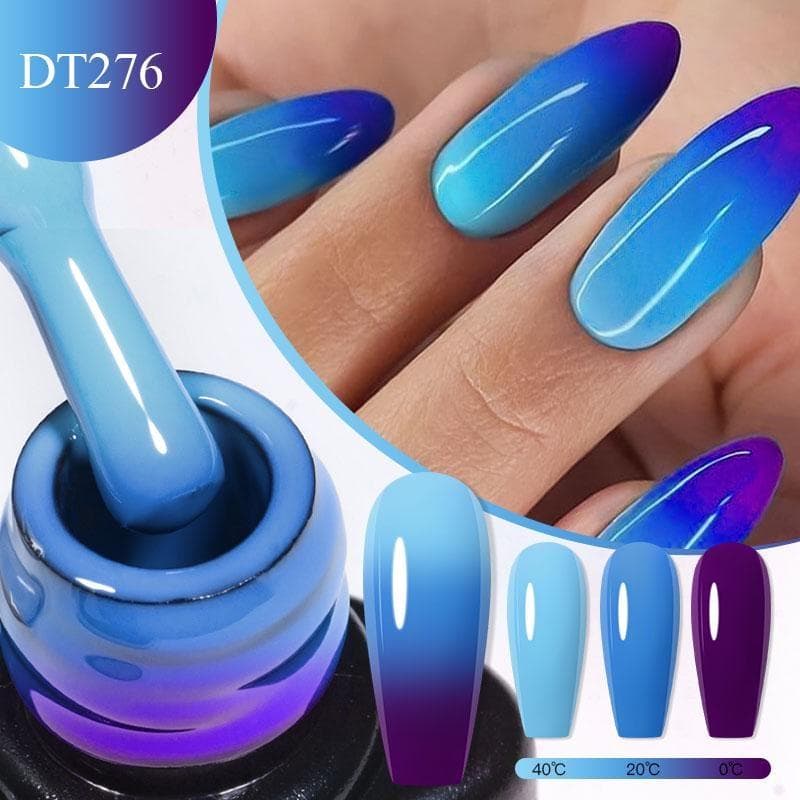 MEET ACROSS 7ml Purple Glitter Auroras Thermal Gel Nail Polish Winter 3 Layers Temperature Color Changing Semi Permanent Manicure Nail Art Gel Varnish FFQ52411-12