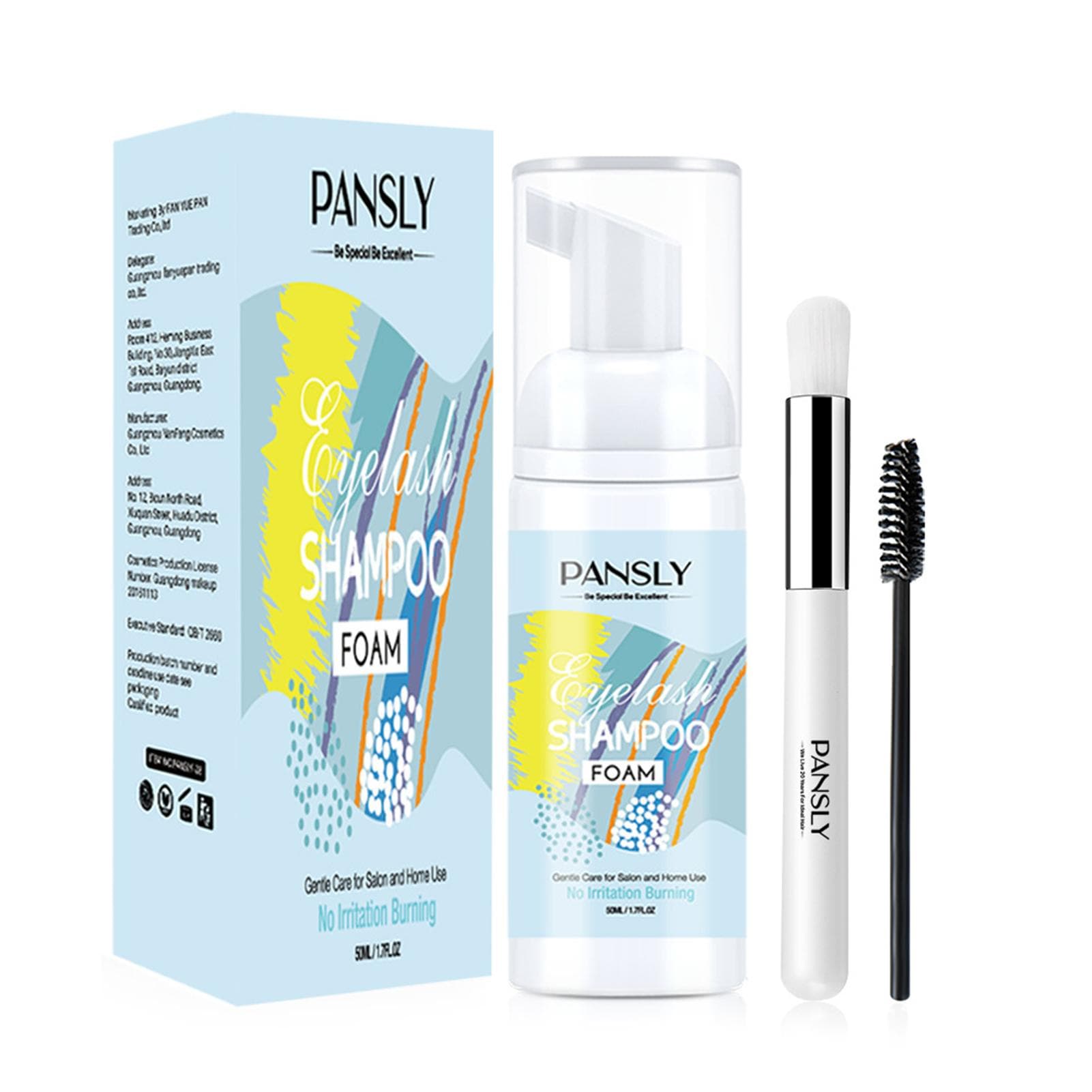 PANSLY Eyelashes Shampoo Soft Eyelash Cleaning Graft Extension Eyelashes Mousse Foam 50ml blue